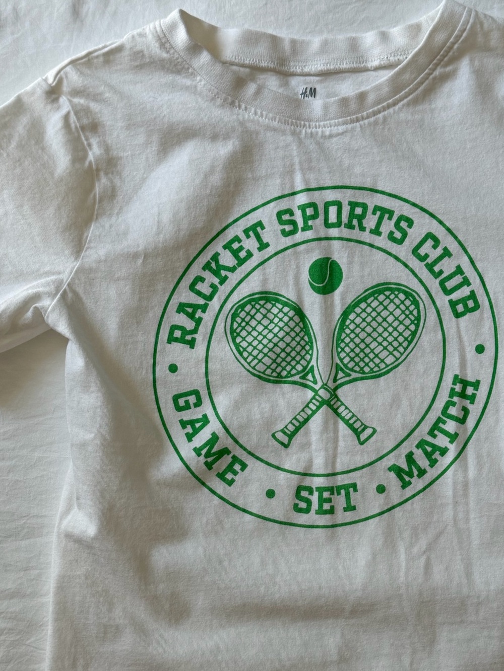 H&M Kids Tennis Racket Sports Club Graphic T-Shirt White 6X/7
